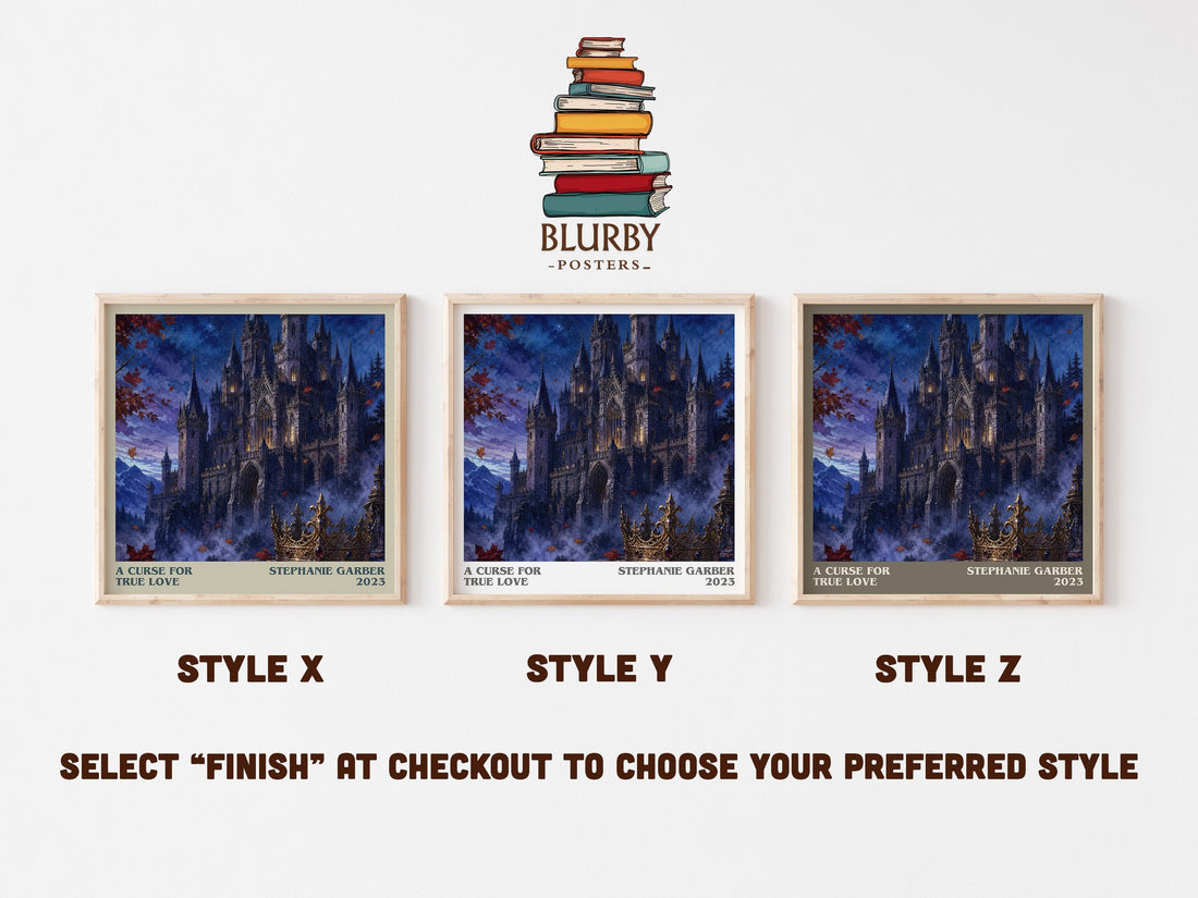 A Curse for True Love literary print in frame leaning in hallway – fantasy wall art (mockup)