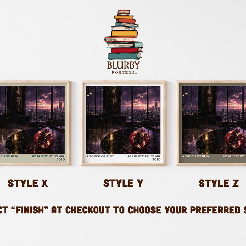 A Touch of Ruin literary print in frame leaning in hallway – fantasy wall art