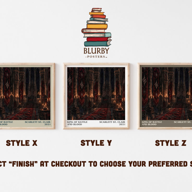 King of Battle and Blood literary print in frame leaning in hallway – romance wall art