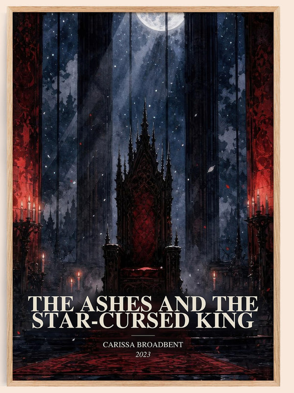 The Ashes and the Star-Cursed King watercolour book poster by Carissa Broadbent – framed literary art print