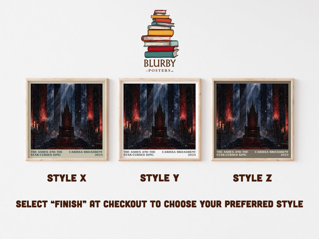 The Ashes and the Star-Cursed King literary print in frame leaning in hallway – fantasy wall art (mockup)
