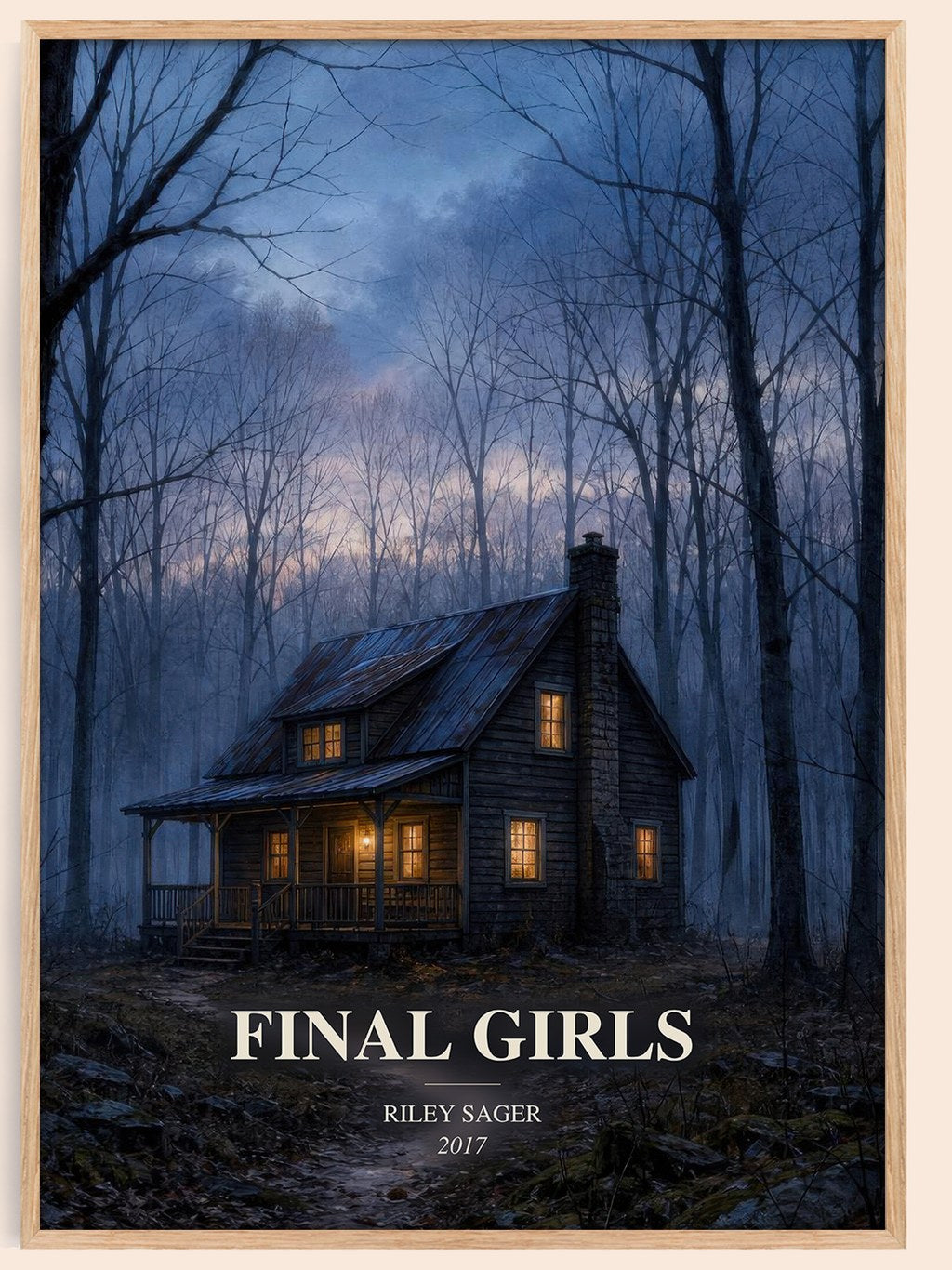 Final Girls watercolour book poster by Riley Sager – framed literary art print