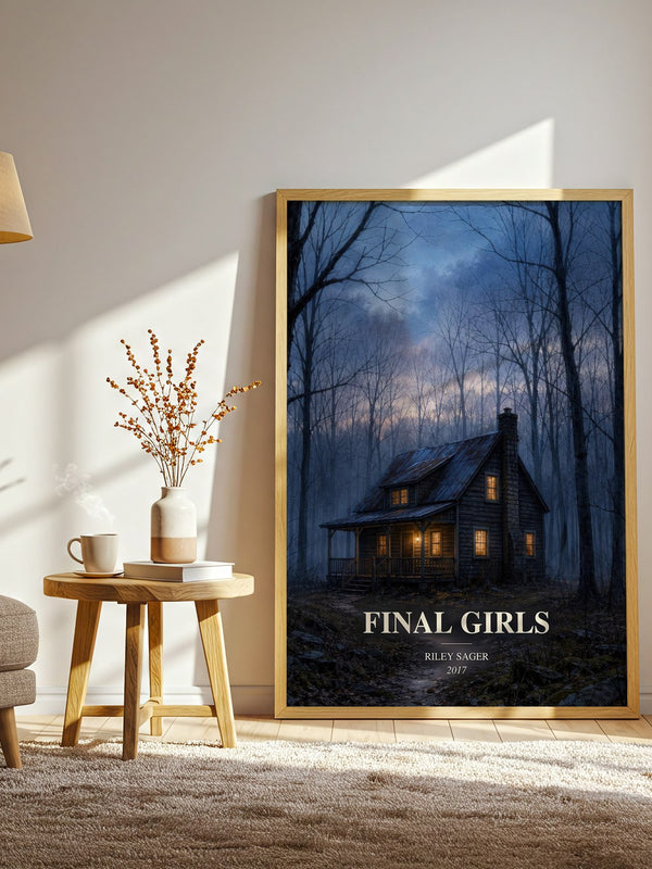 Final Girls watercolour print in frame leaning in hallway – thriller wall art