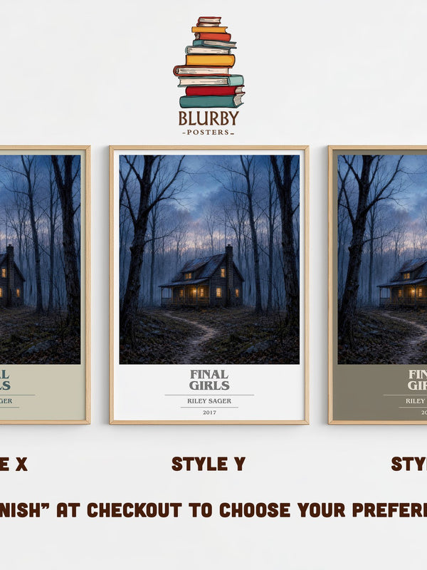 Final Girls book cover print in frame leaning in hallway – thriller wall art