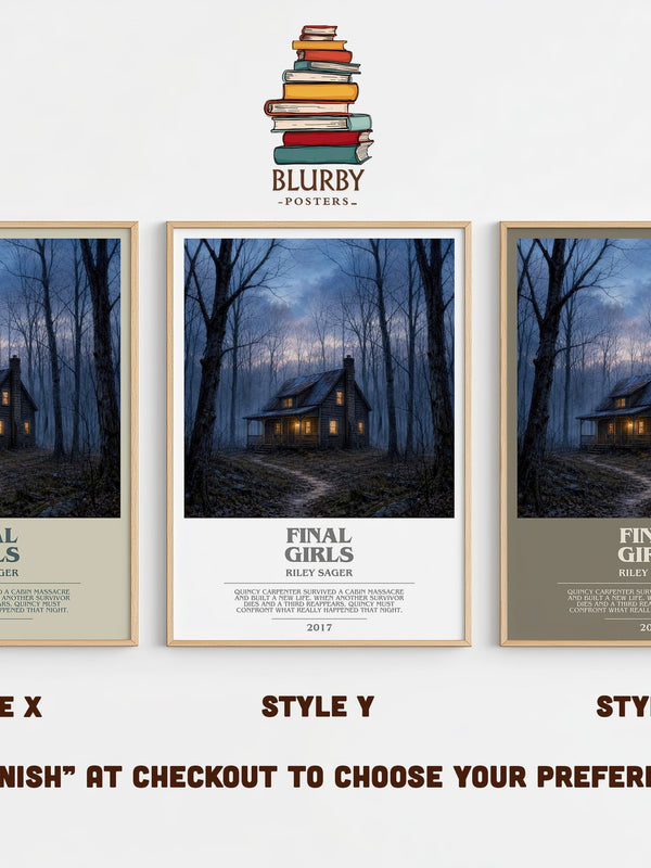 Final Girls bookish print in frame leaning in hallway – thriller wall art