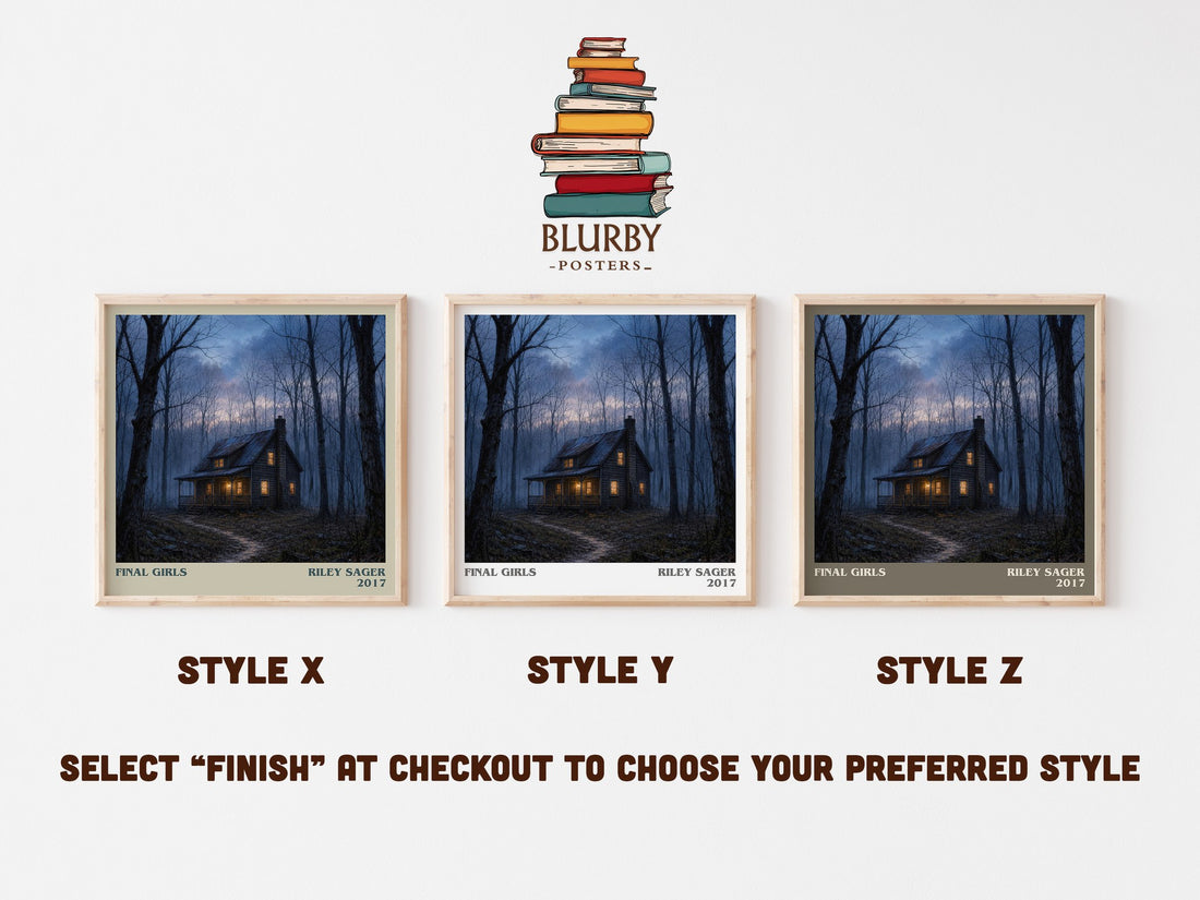 Final Girls literary print in frame leaning in hallway – thriller wall art (mockup)