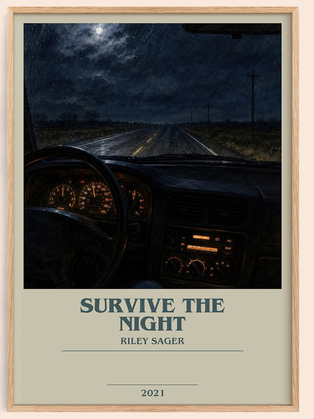 Survive the Night bookish book poster by Riley Sager – framed literary art print