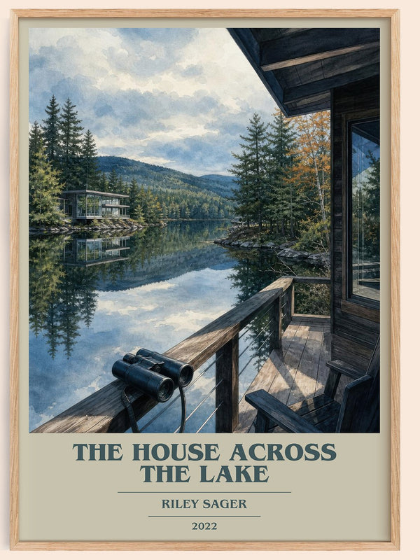 The House Across the Lake book cover book poster by Riley Sager – framed literary art print