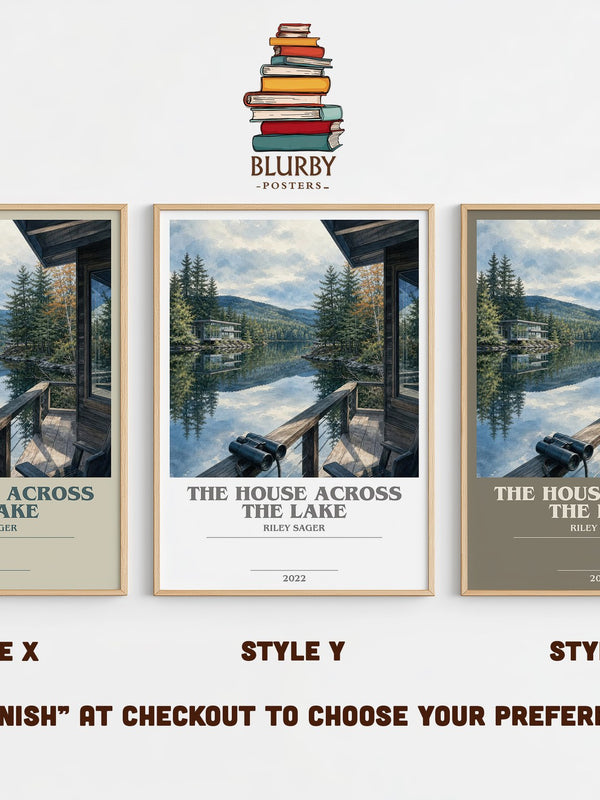 The House Across the Lake bookish print in frame leaning in hallway – thriller wall art