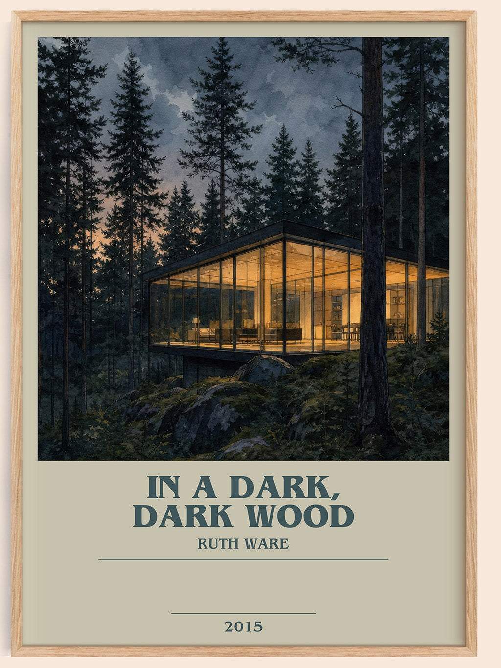 In a Dark, Dark Wood bookish book poster by Ruth Ware – framed literary art print