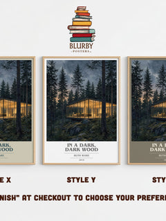 In a Dark, Dark Wood book cover print in frame leaning in hallway – thriller wall art