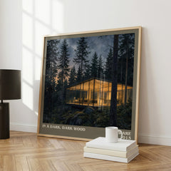 In a Dark, Dark Wood literary print framed by window – literary home decor