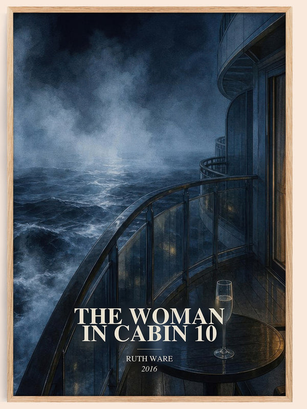 The Woman in Cabin 10 watercolour book poster by Ruth Ware – framed literary art print