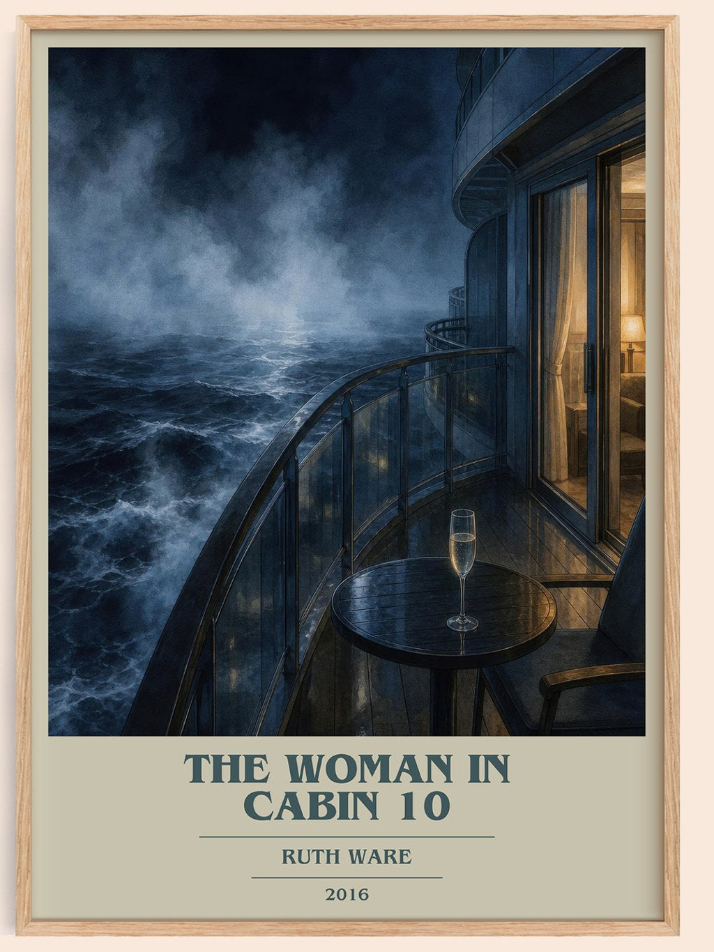 The Woman in Cabin 10 book cover book poster by Ruth Ware – framed literary art print