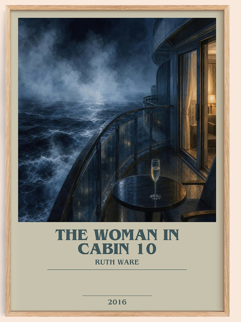 The Woman in Cabin 10 bookish book poster by Ruth Ware – framed literary art print