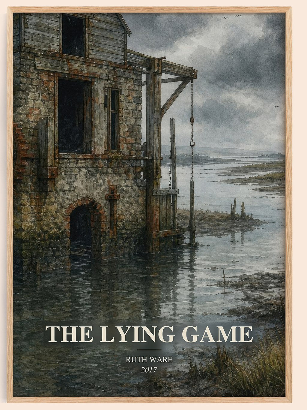 The Lying Game watercolour book poster by Ruth Ware – framed literary art print