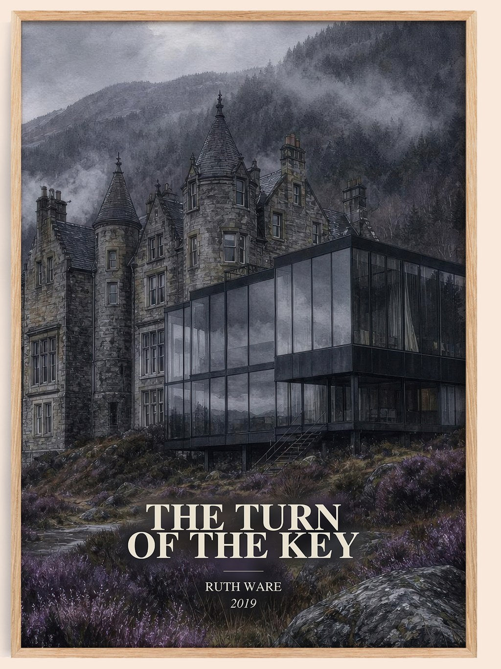 The Turn of the Key watercolour book poster by Ruth Ware – framed literary art print