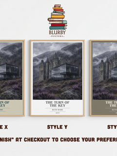 The Turn of the Key book cover print in frame leaning in hallway – thriller wall art