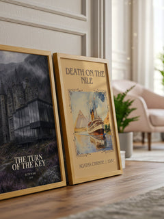 The Turn of the Key watercolour print framed by window – literary home decor