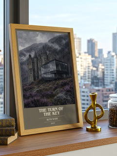 The Turn of the Key book cover print framed by window – literary home decor