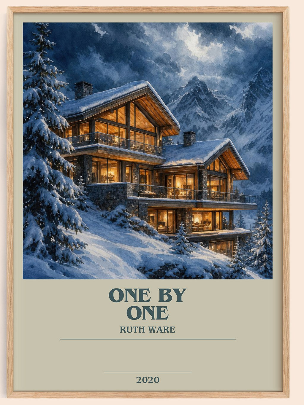 One by One bookish book poster by Ruth Ware – framed literary art print