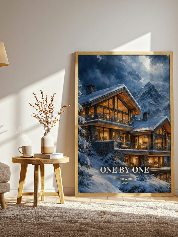 One by One watercolour print in frame leaning in hallway – thriller wall art