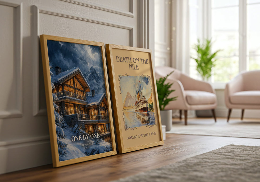 One by One watercolour print framed by window – literary home decor