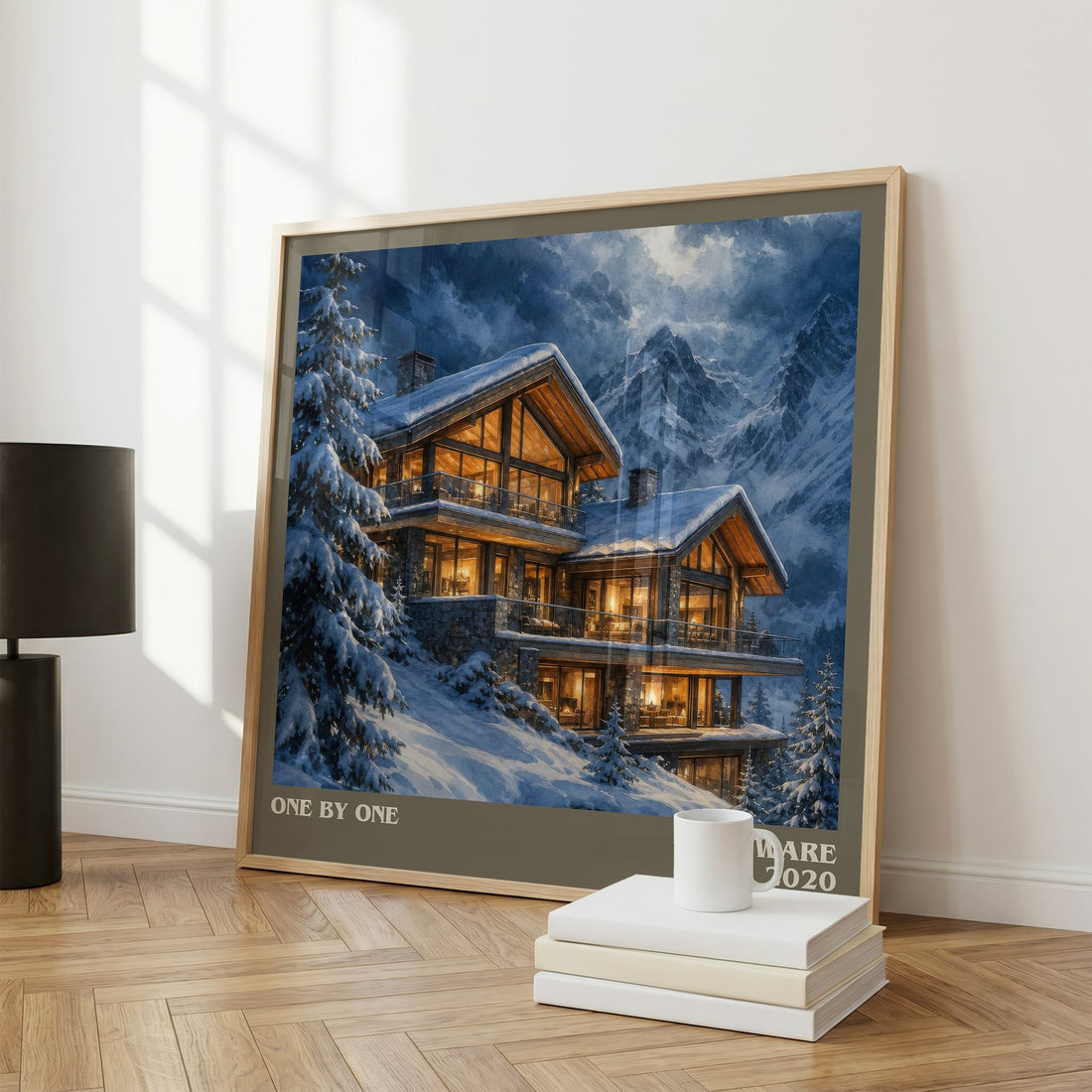 One by One literary print framed by window – literary home decor