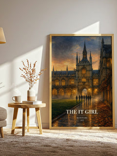 The It Girl watercolour print in frame leaning in hallway – thriller wall art