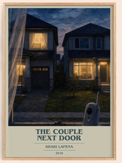 The Couple Next Door book cover book poster by Shari Lapena – framed literary art print