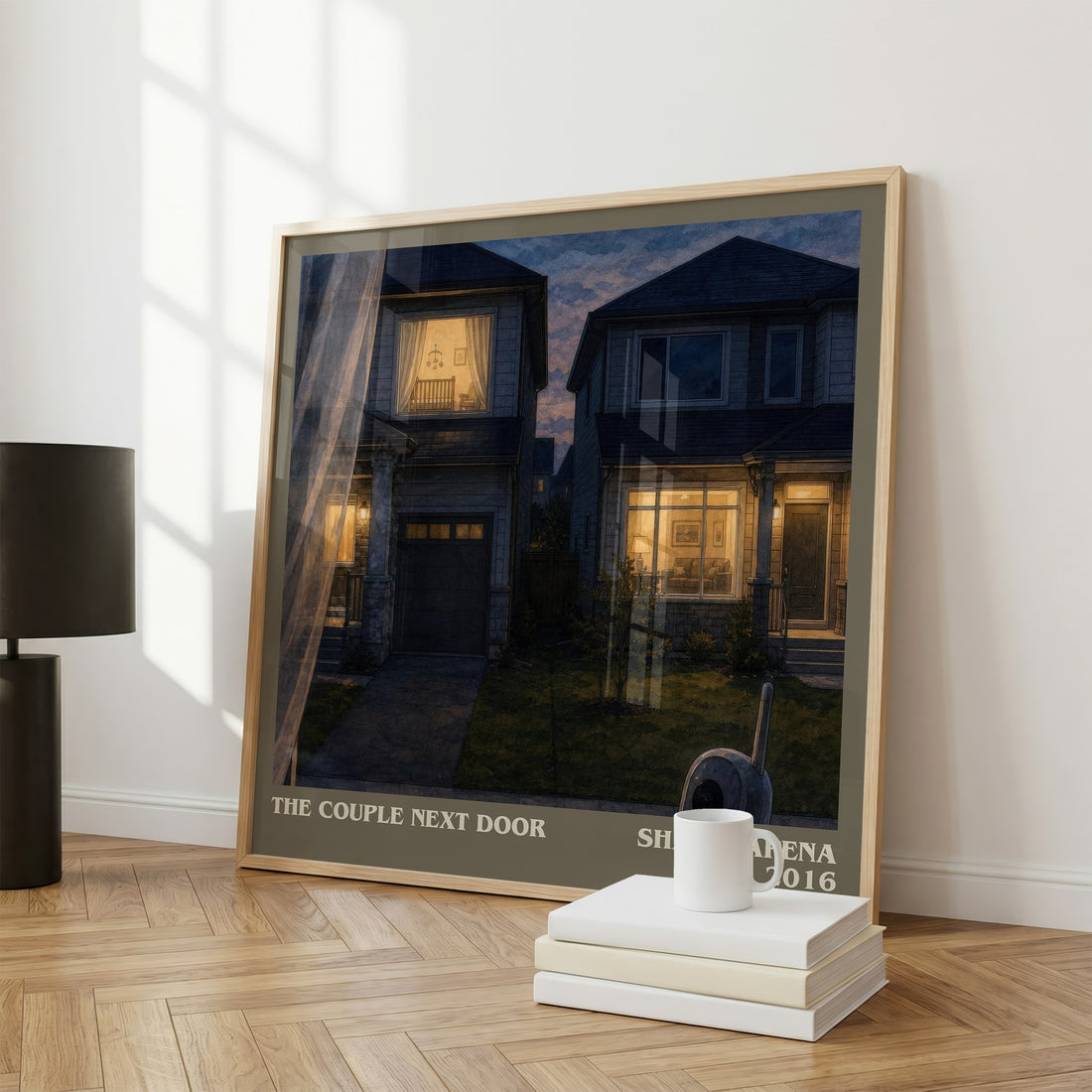 The Couple Next Door literary print framed by window – literary home decor