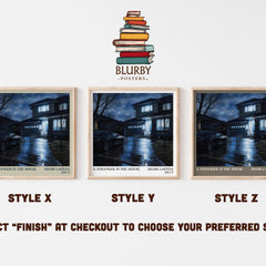 A Stranger in the House literary print in frame leaning in hallway – thriller wall art