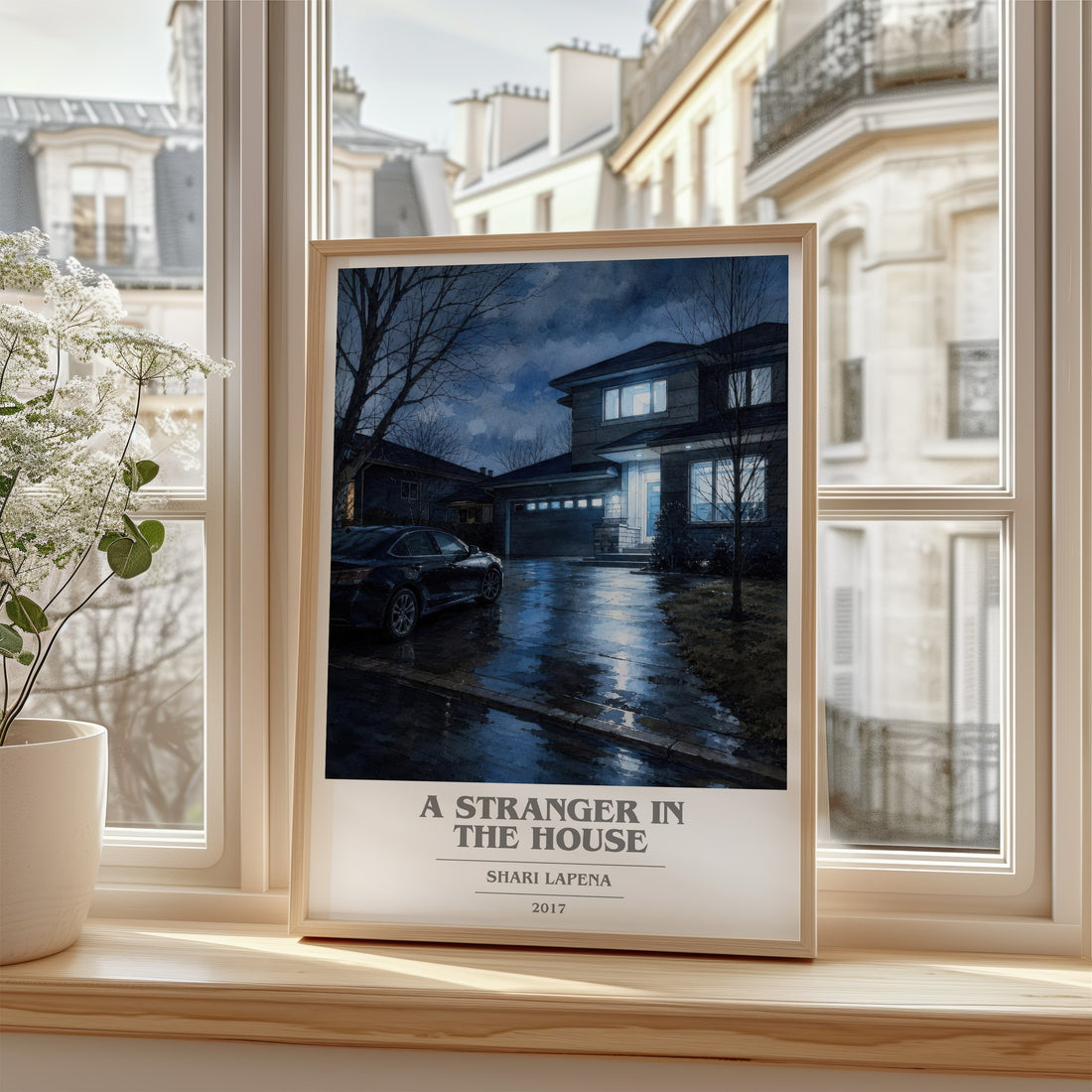 A Stranger in the House book cover poster colour and style options – Shari Lapena book art