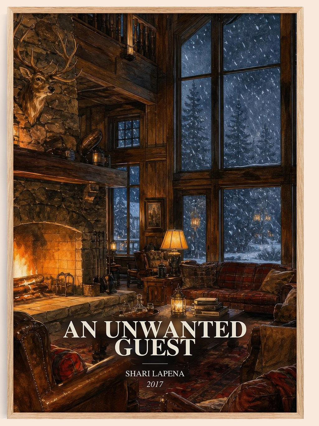 An Unwanted Guest watercolour book poster by Shari Lapena – framed literary art print