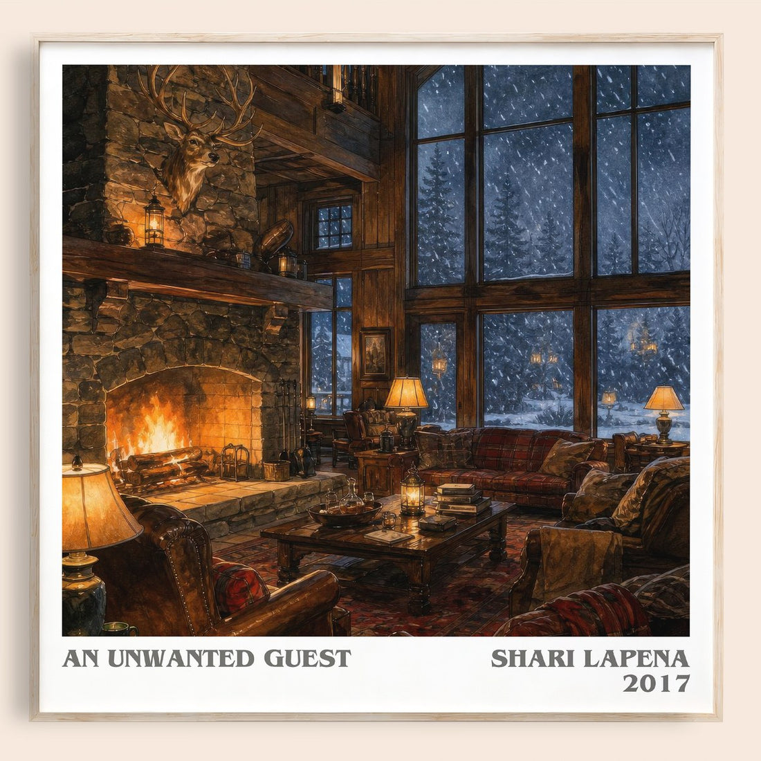 An Unwanted Guest literary book poster by Shari Lapena – framed literary art print