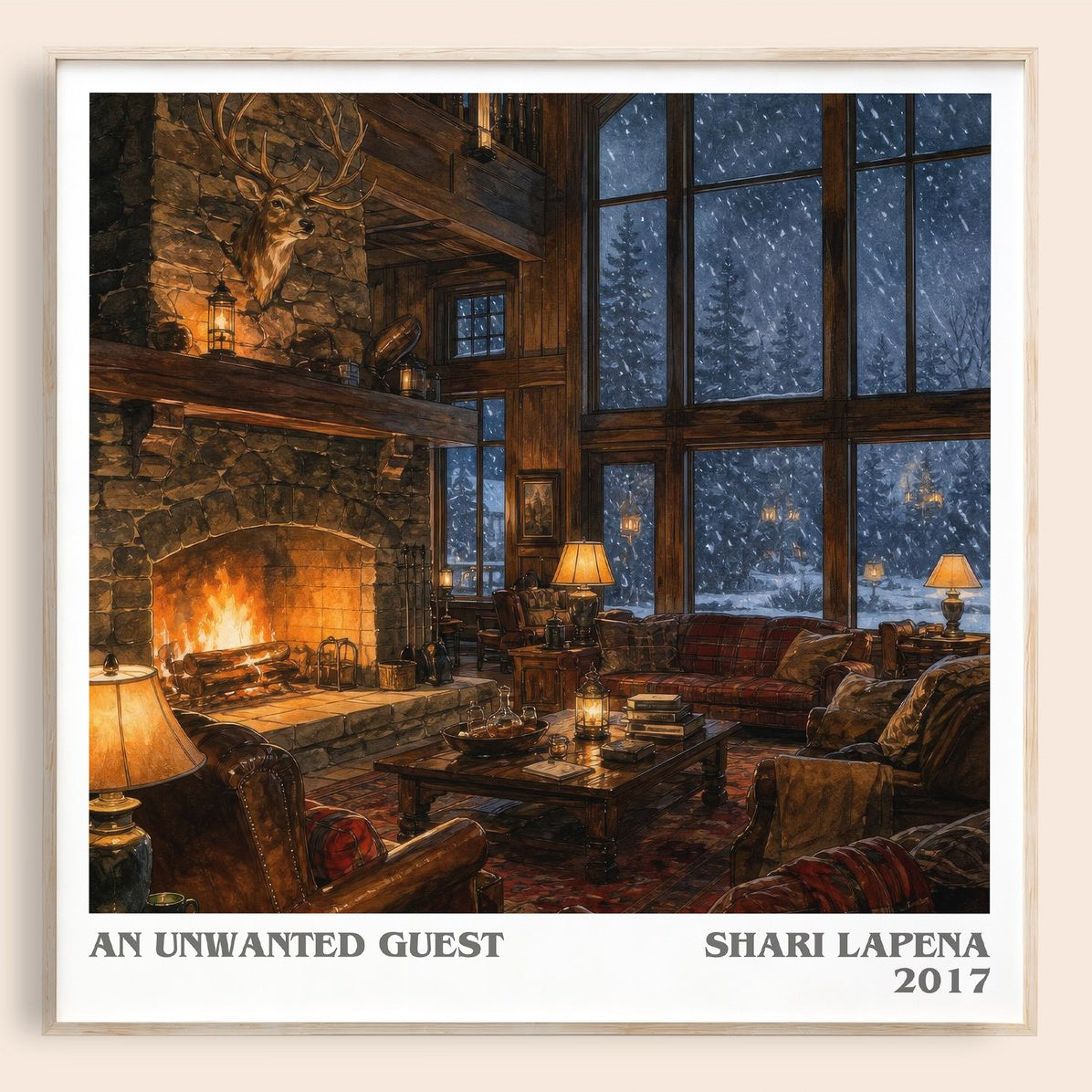 An Unwanted Guest literary book poster by Shari Lapena – framed literary art print