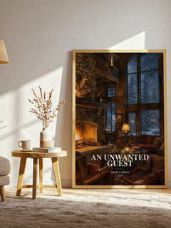 An Unwanted Guest watercolour print in frame leaning in hallway – thriller wall art