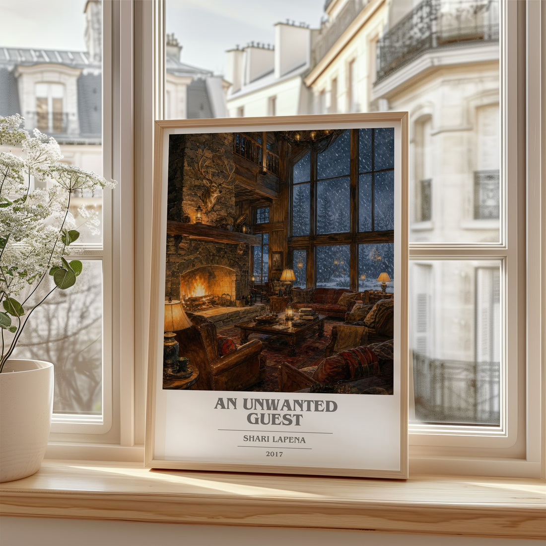 An Unwanted Guest book cover poster colour and style options – Shari Lapena book art