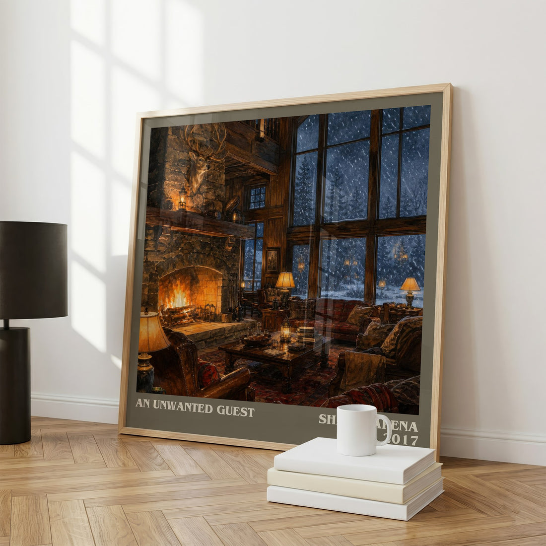 An Unwanted Guest literary print framed by window – literary home decor