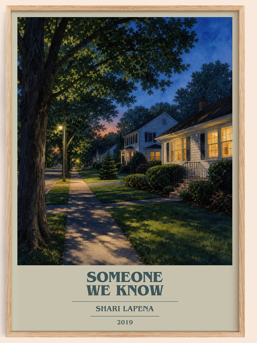 Someone We Know book cover book poster by Shari Lapena – framed literary art print