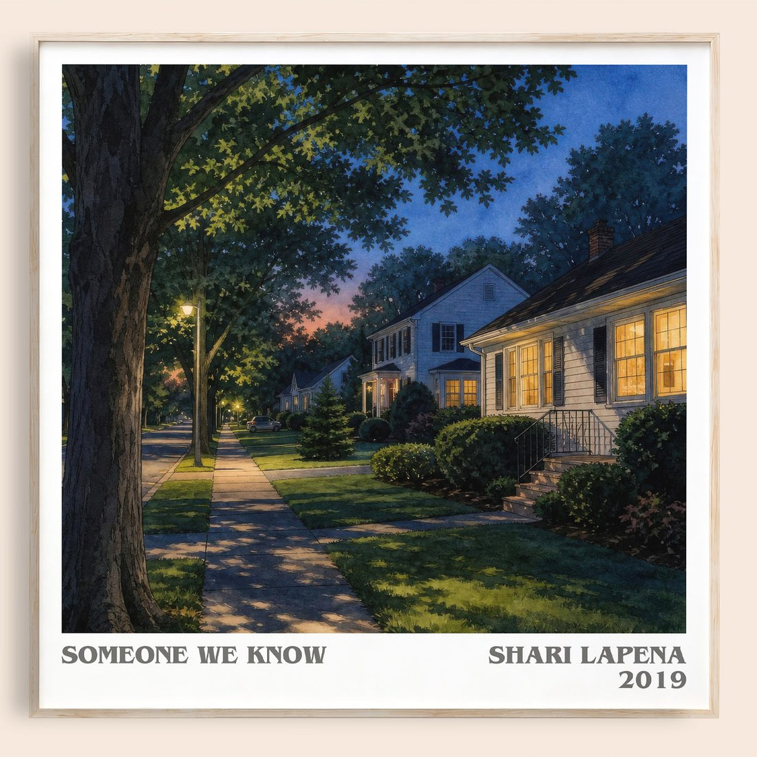 Someone We Know literary book poster by Shari Lapena – framed literary art print