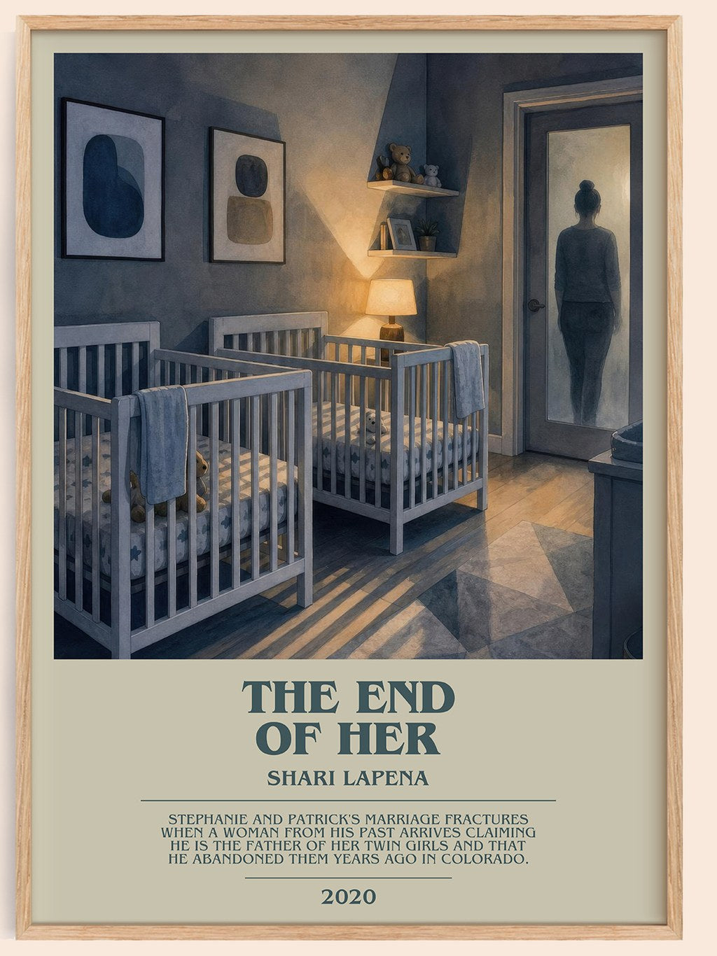 The End of Her bookish book poster by Shari Lapena – framed literary art print