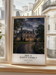 Not a Happy Family book cover poster colour and style options – Shari Lapena book art