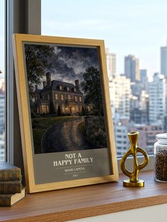 Not a Happy Family book cover print framed by window – literary home decor