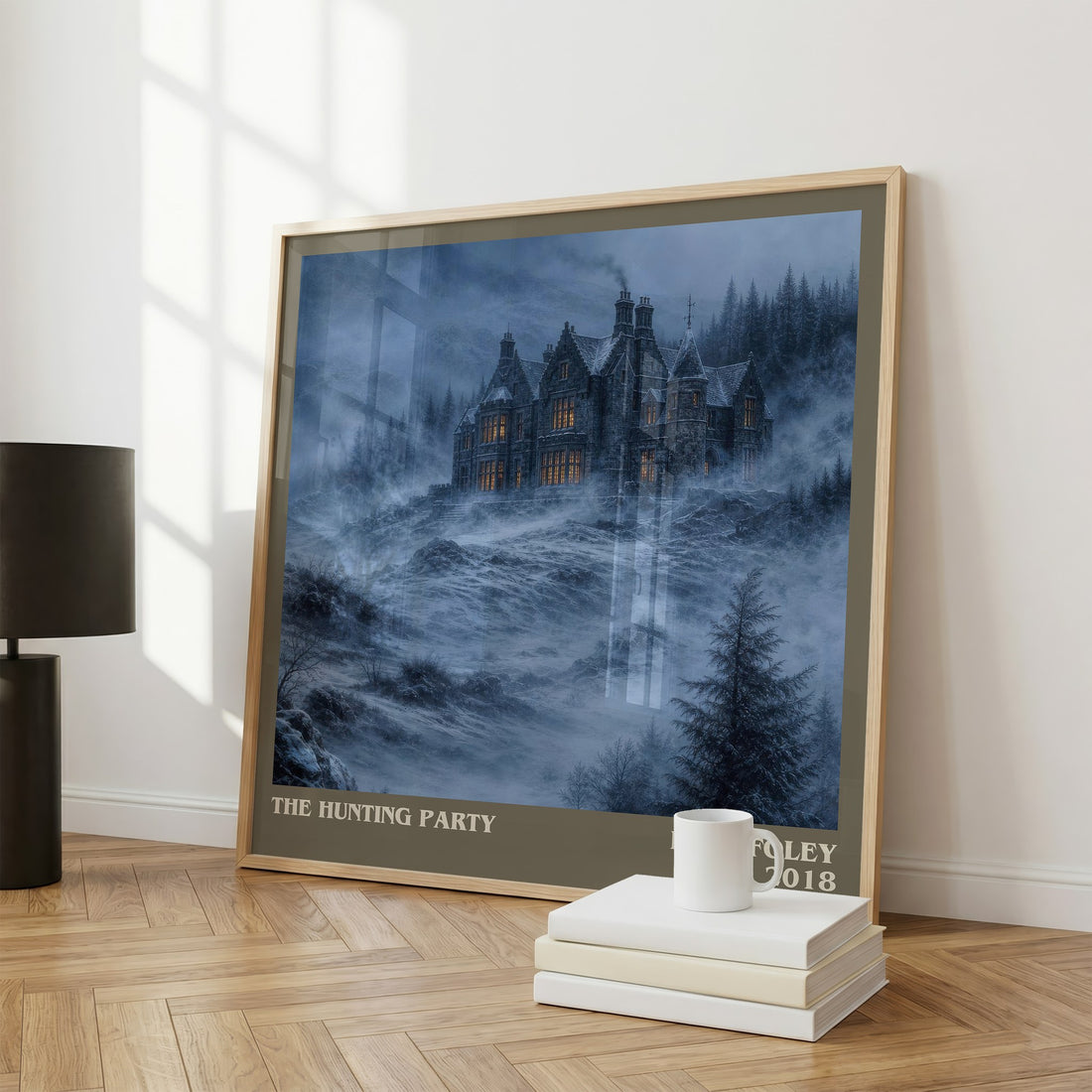 The Hunting Party literary print framed by window – literary home decor
