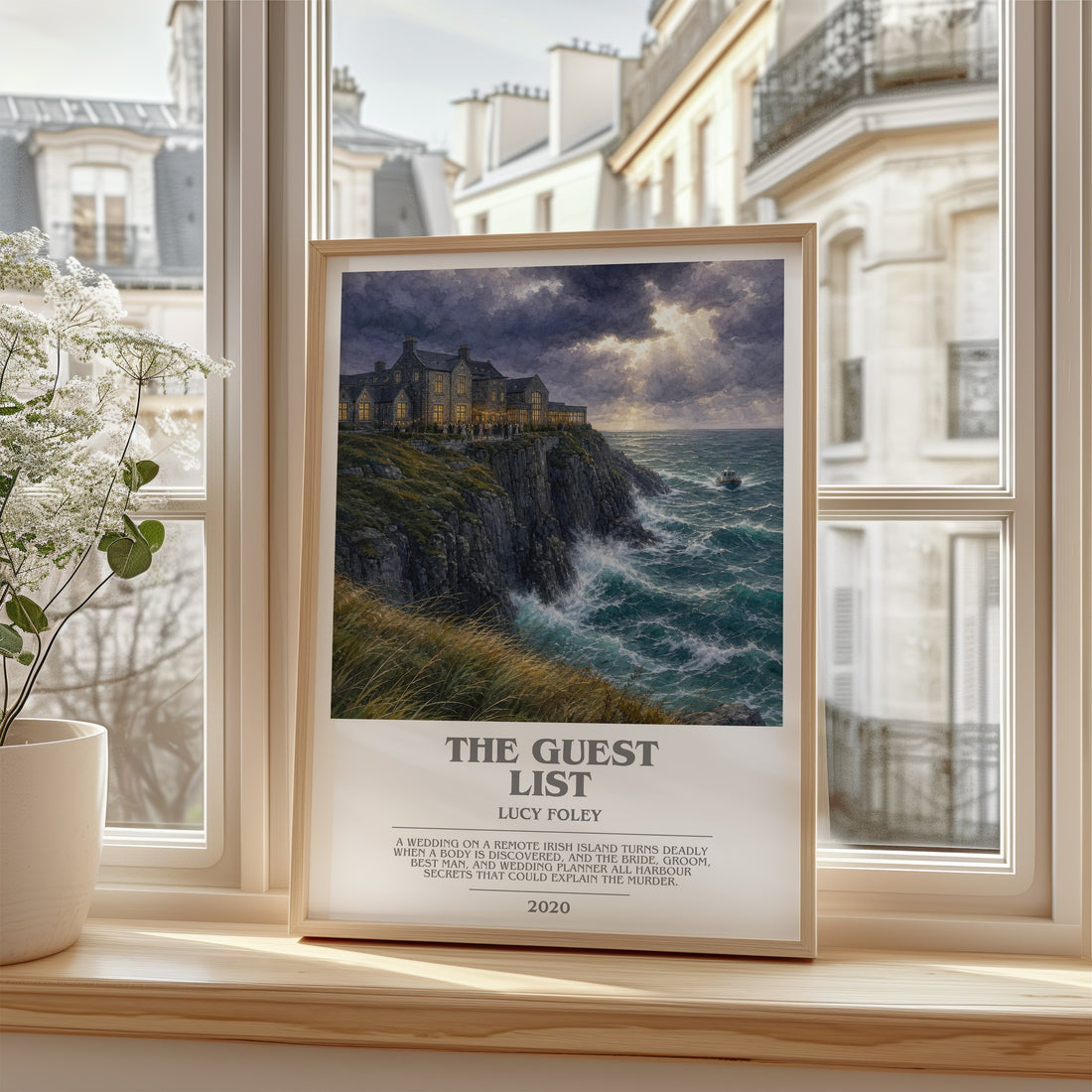The Guest List bookish poster colour and style options – Lucy Foley book art