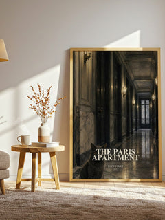 The Paris Apartment watercolour print in frame leaning in hallway – thriller wall art