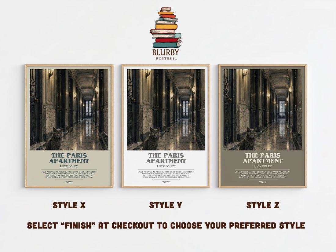 The Paris Apartment bookish print in frame leaning in hallway – thriller wall art (mockup)