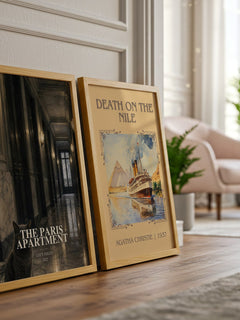 The Paris Apartment watercolour print framed by window – literary home decor