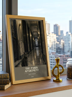 The Paris Apartment book cover print framed by window – literary home decor